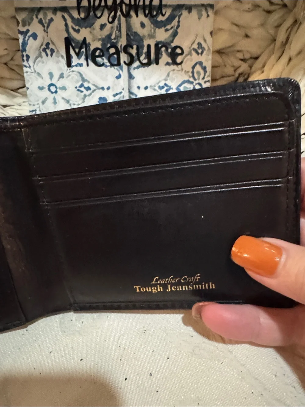 Tough Jeansmith Leatherworks Vintage Black with Blue Stitching Men’s Wallet